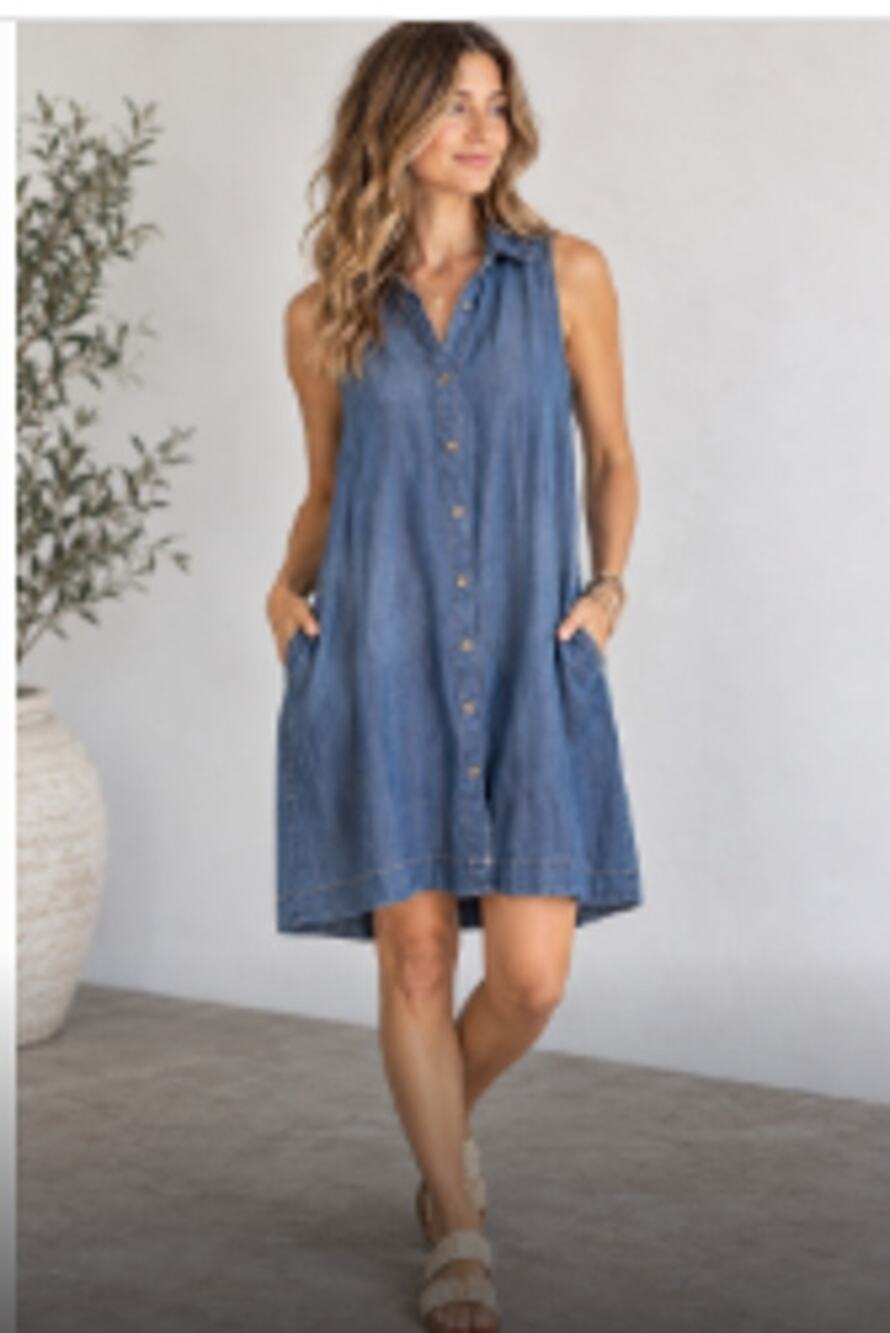 Velvet Heart Women’s Chambray Tencel Tent Shirt Dress Size Medium